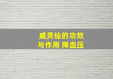 威灵仙的功效与作用 降血压